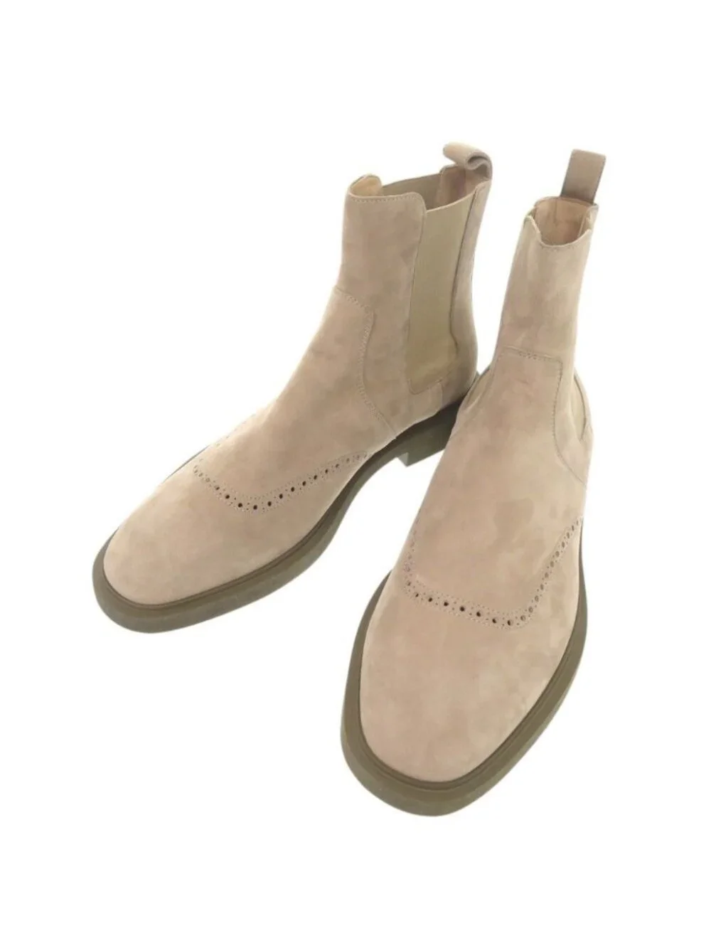 Hermes Ebony Suede 43.5 Beige Side Gore Short Boots